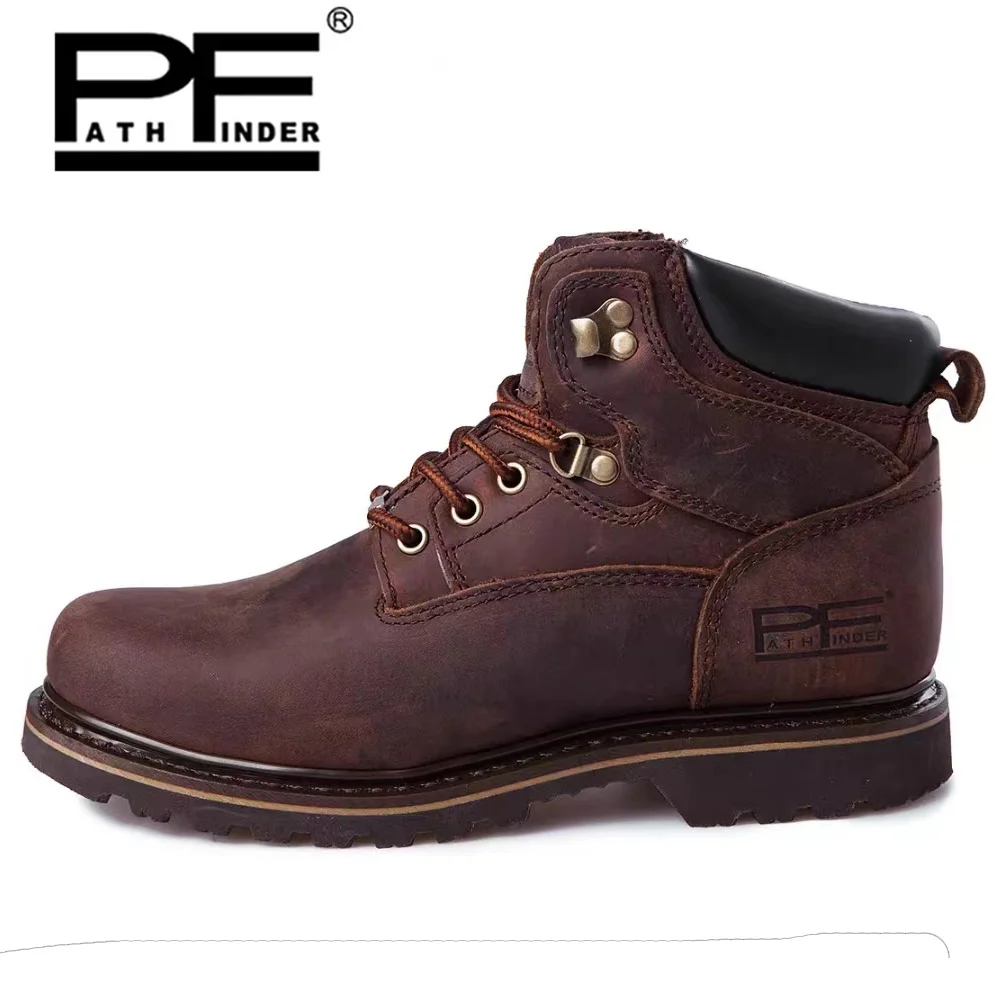 Work Boot Steel Toe - Pf Herenmode Echt Leer Motorlaarzen Halverwege