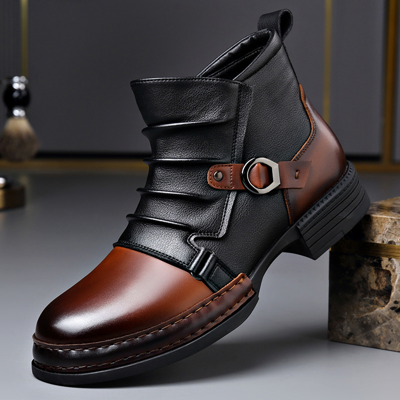 Men'S Shoes Zipper - Herfst Winter Retro Enkellaarsjes voor Mannen