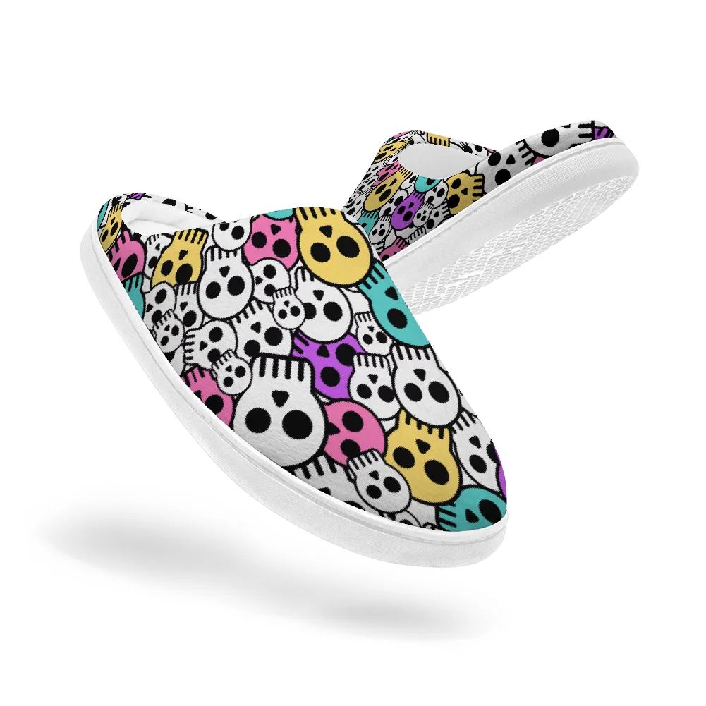 Men Shoes Casual - Katoenen pantoffels met schedelprint, pluche, casual,