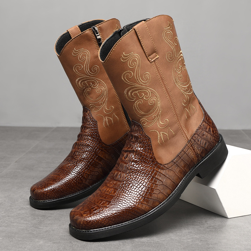 Men'S Shoes Zipper - Heren brede hoge cowboylaarzen herfst 2025,