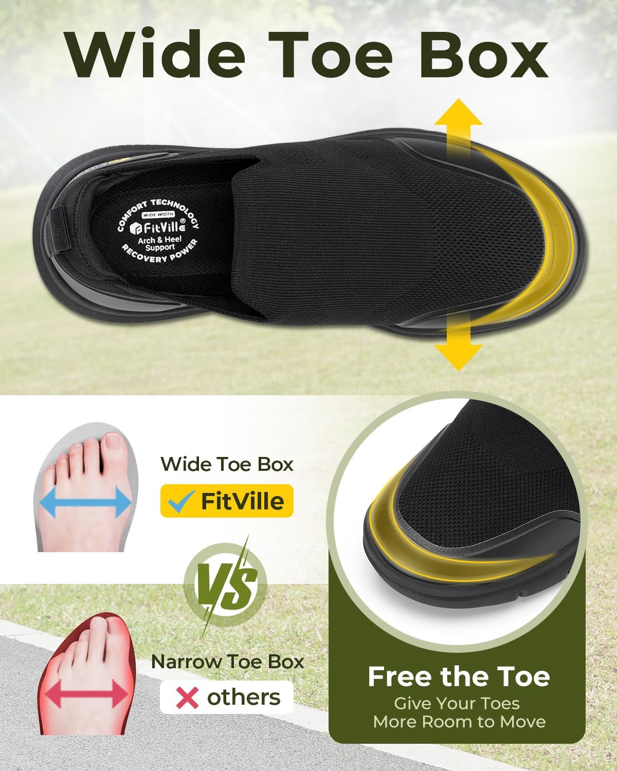 FitVille Heren Extra Brede Ins - Men'S Shoes Plantar Fasciitis recensie en prijs
