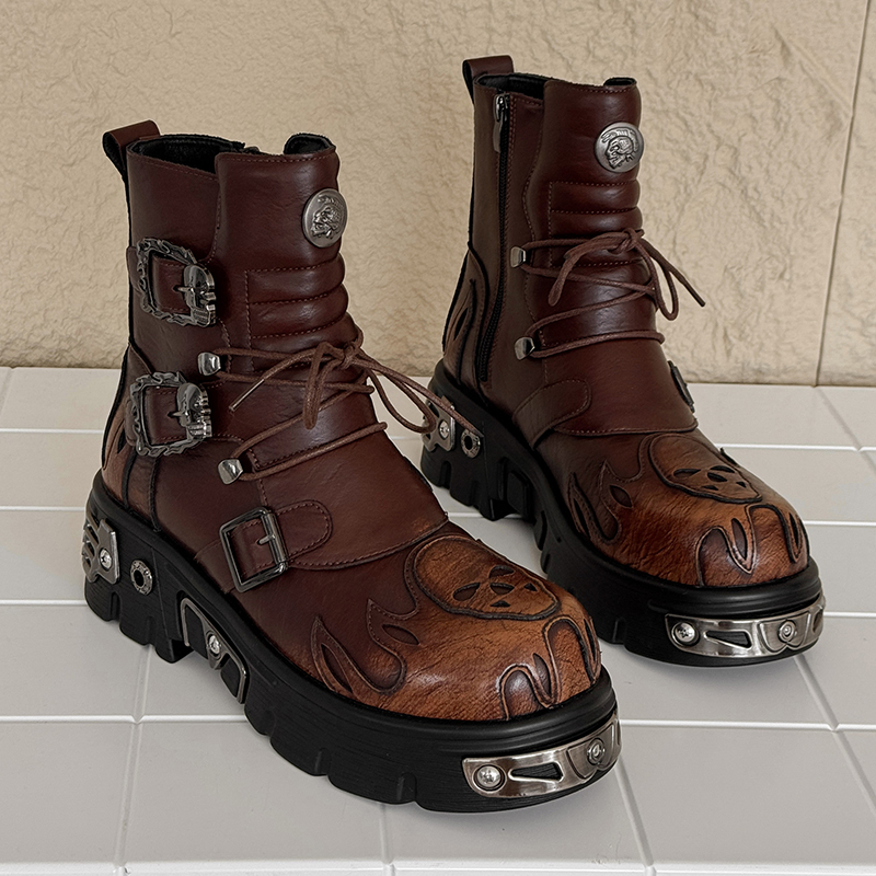 Heren hoge motorlaarzen in pun - Men'S Shoes Zipper recensie en prijs